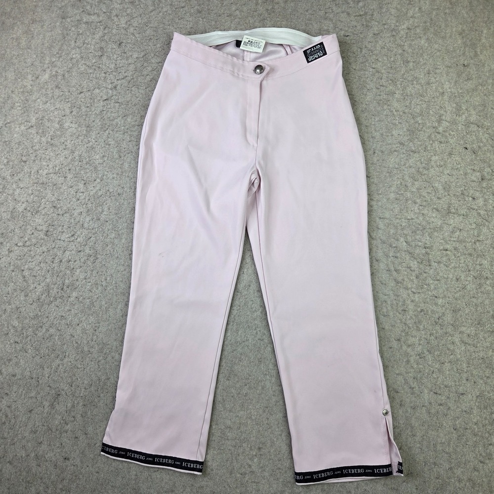 Vintage Iceberg History Pants Womens S Pink Cropped Made in ITALY